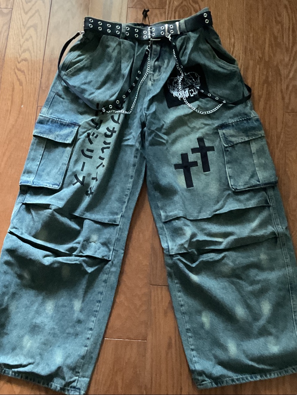 Dark Graffiti Patchwork Cargo Jeans
